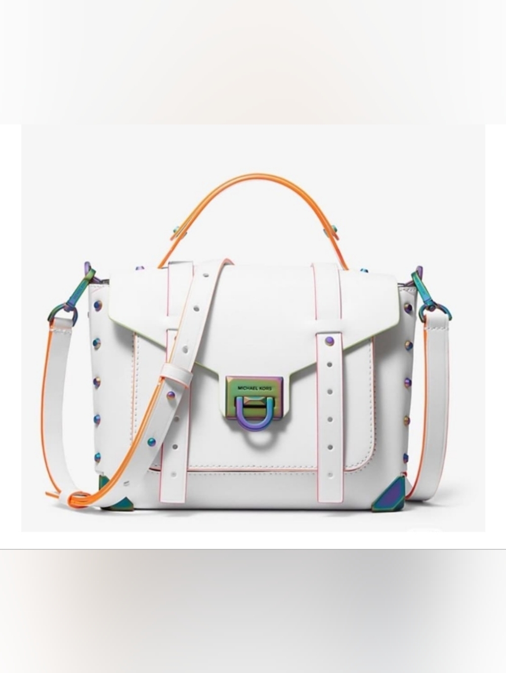 Michaelโ Kors Manhattan Satchel White Rare ๐ฅDiscontinued ๐ฅ MSRP $698 Crossbody